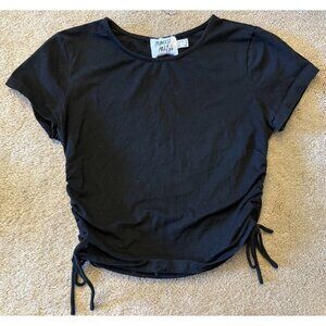 Princess Polly Tie Side Crop Top Womens 2 Black Becca Short Sleeve
